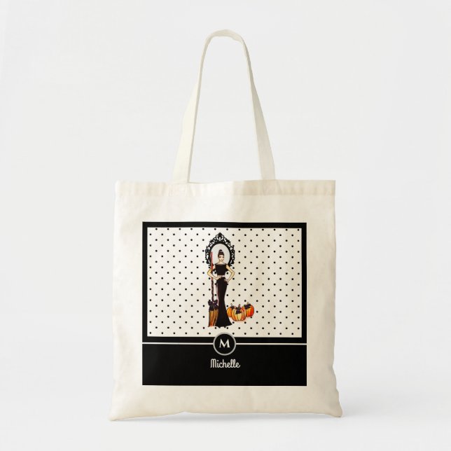 Tote Bag Robe noire élégante classique d'Halloween mode (Devant)
