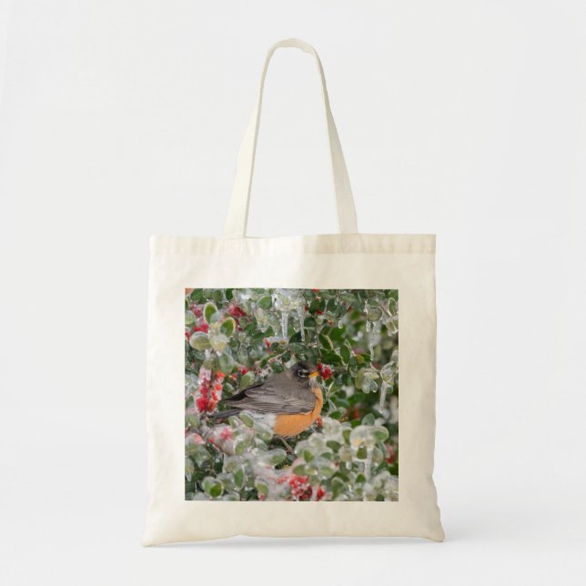 Tote Bag Robin à Noël (Devant)