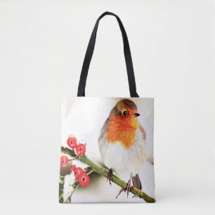 Tote Bag Robin Américain En Neige