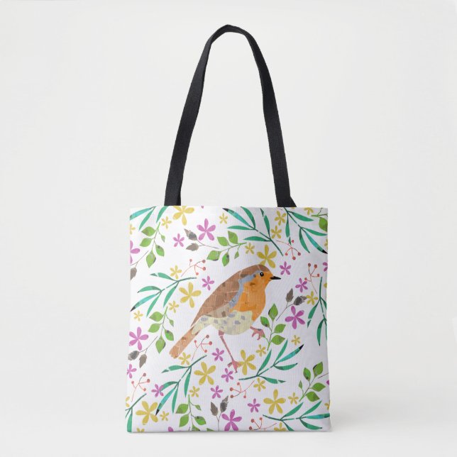 Tote Bag Robin l'oiseau de Noël (Devant)