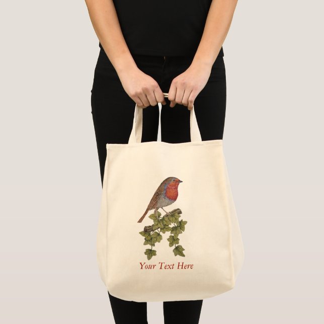 Tote Bag Robin perché sur des feuilles de lierre oiseaux sa (Devant (produit))