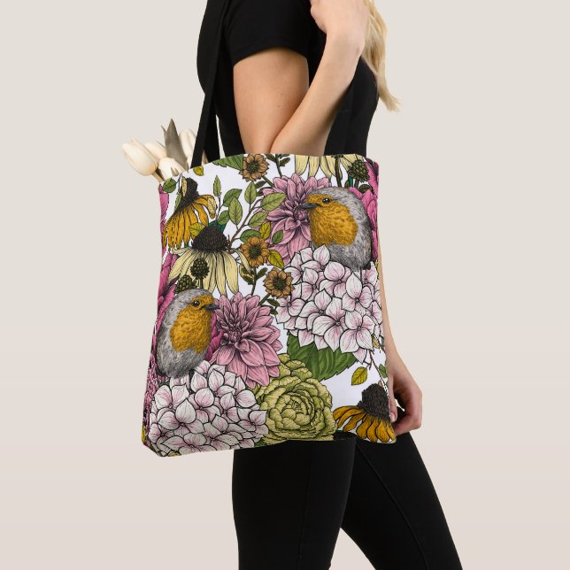 Tote Bag Robins dans le jardin (De près)