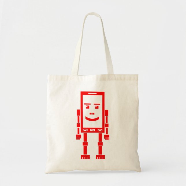 Tote Bag Robo Téléphone - Rouge (Devant)