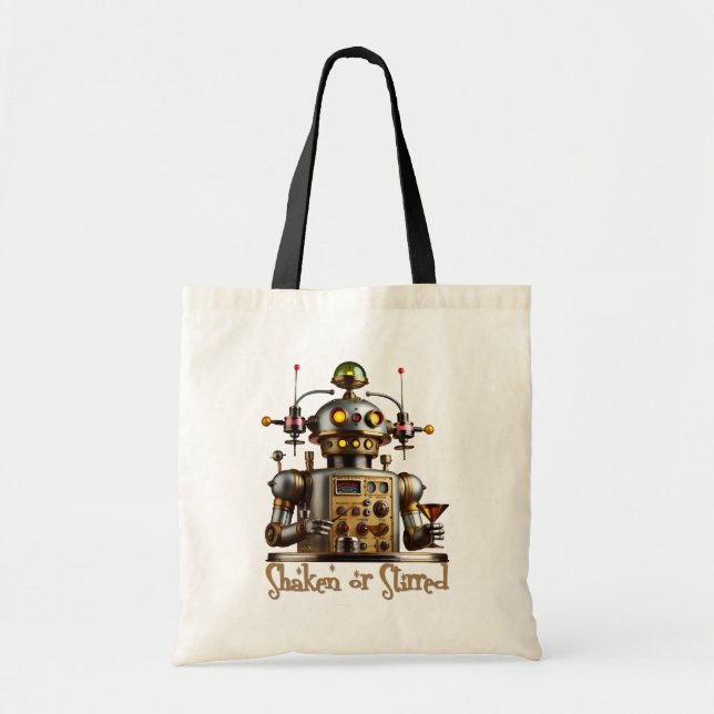 Tote Bag Robot Barman Futuriste "Secoué ou Remué" (Devant)