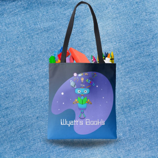 Tote Bag Robot Cool Lecture & Apprendre Dans Galaxy Personn (Créateur téléchargé)