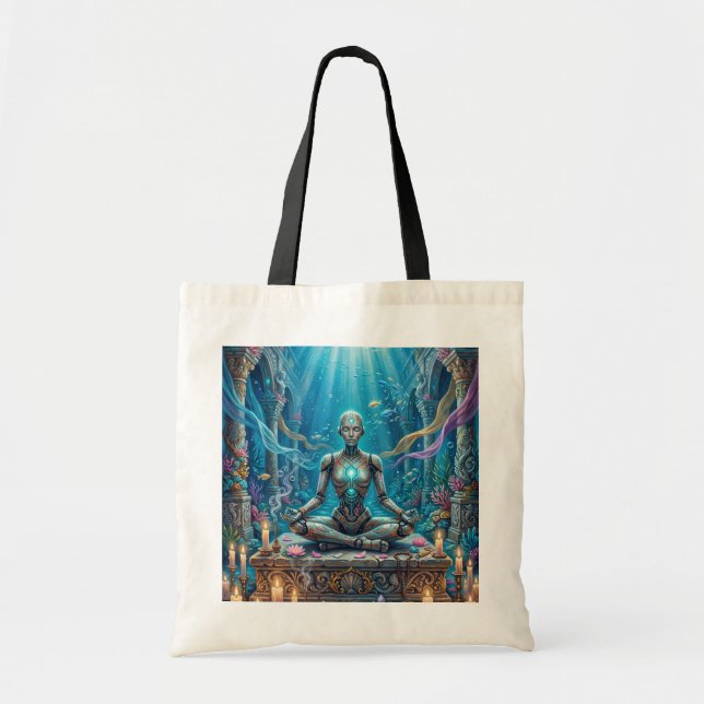 Tote Bag Robot de méditation sous-marin – Spirituel (Devant)