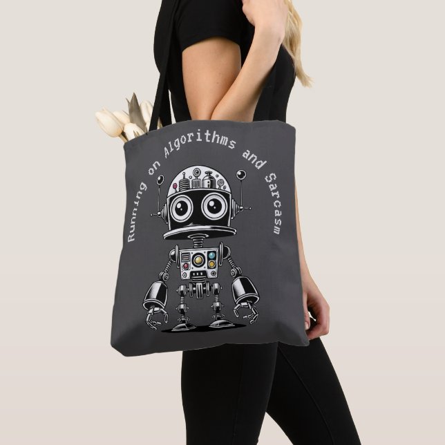 Tote Bag Robot de tête de dôme - Exécution sur algorithmes  (De près)