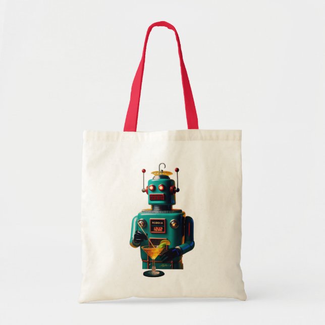 Tote Bag Robot Rétro Futuriste ROBIA 12J2 Mixologue (Devant)