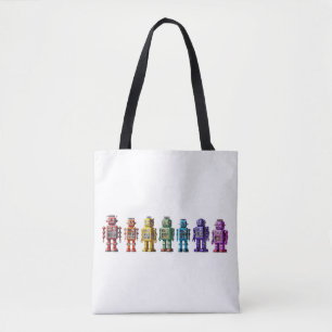 Tote Bag Robots arc-en-ciel