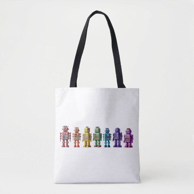 Tote Bag Robots arc-en-ciel (Devant)