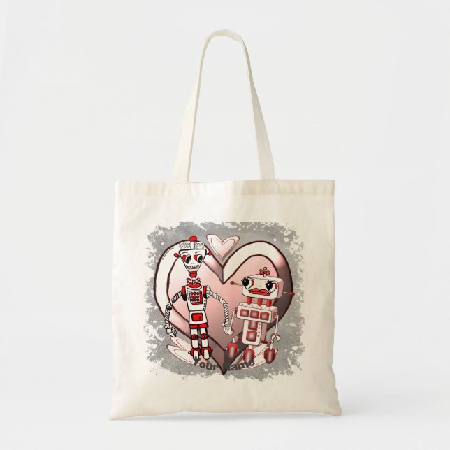 Tote Bag Robots de science-fiction amoureux (Devant)