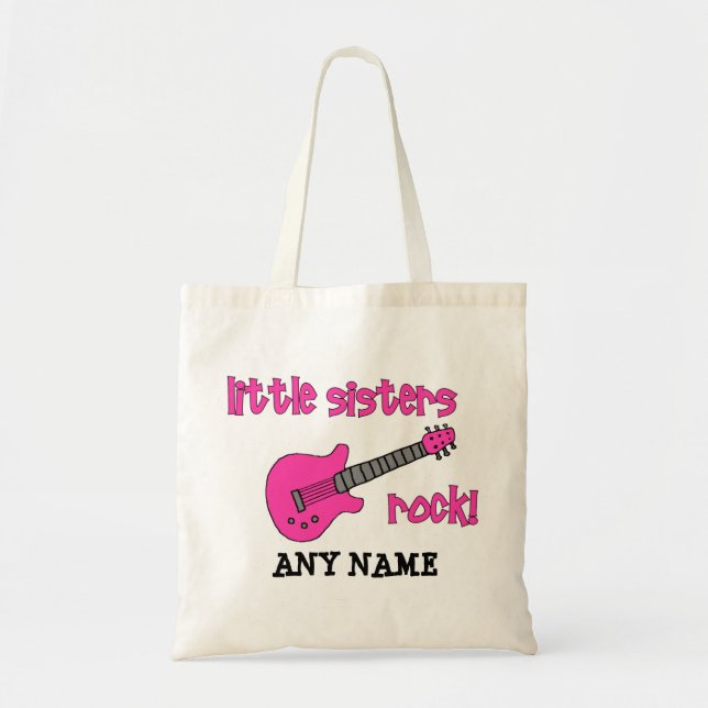 Tote Bag Roche de petites soeurs ! avec la guitare rose (Devant)