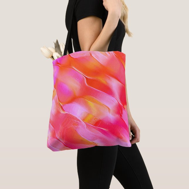 Tote Bag Rocher rose et orange pâle (De près)
