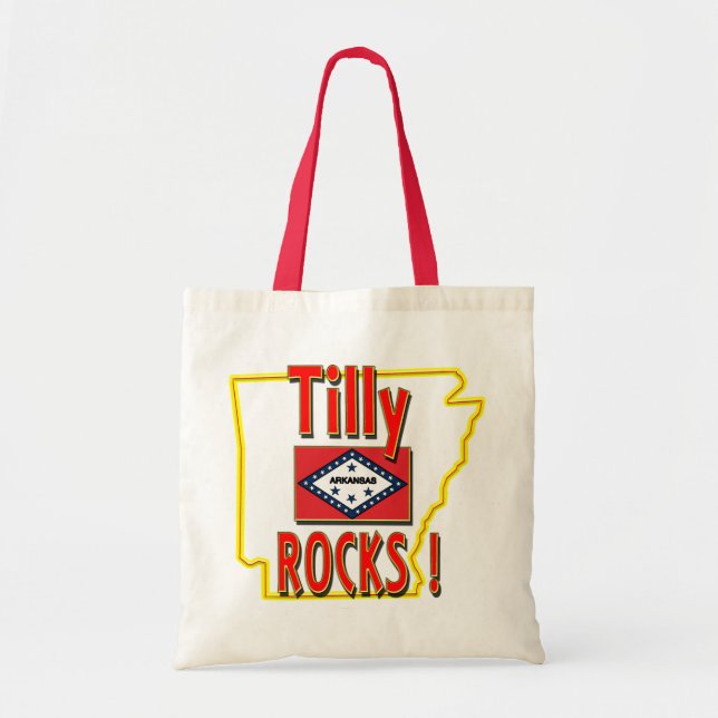 Tote Bag Roches de Tilly ! (rouge) (Devant)