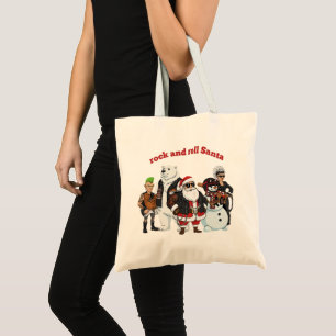 Tote Bag Rock and Roll Père Noël   Noël drôle de punk motar