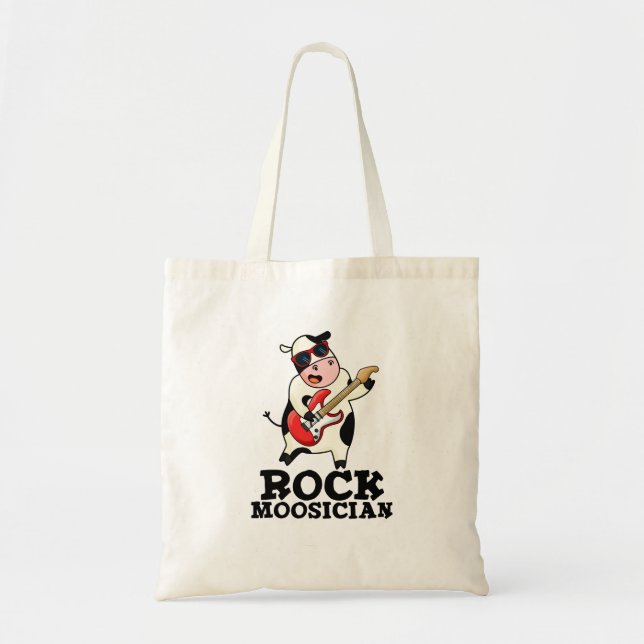 Tote Bag Rock Moosician Funny Cow Musicien Pun (Devant)