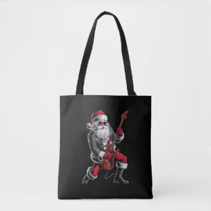 Tote Bag Rock & Roll Noël Santa Claus Guitare Player