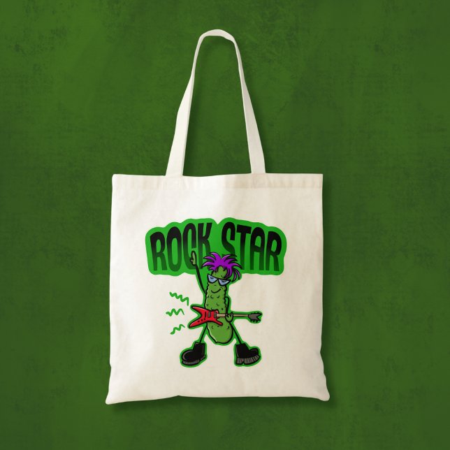 Tote Bag Rock Star Pickle - Drôle Cartoon (Créateur téléchargé)
