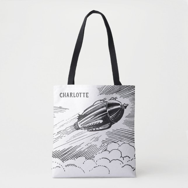 Tote Bag Rocket de vaisseau spatial de science-fiction vint (Devant)