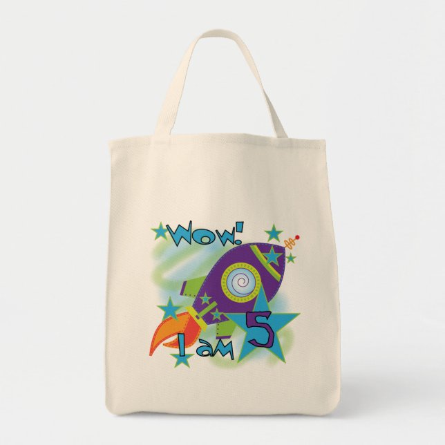 Tote Bag Rocket Ship 5e Anniversaire T-shirts et cadeaux (Devant)