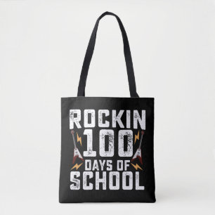 Tote Bag Rockin 100 jours de l'école Rock Guitare Vintage