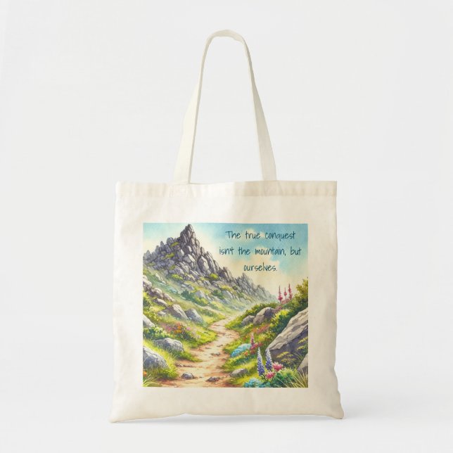 Tote Bag Rocky Mountain Path & Quote (Devant)