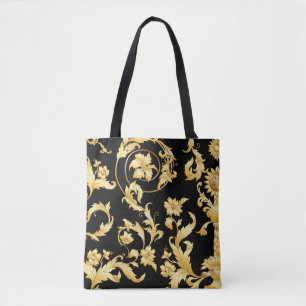 Tote Bag Rococo baroque, motif floral victorien.