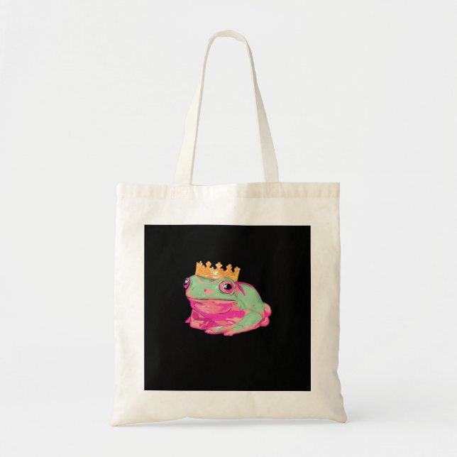 Tote Bag Roi Grenouille Funky Mème Style Classique (Devant)