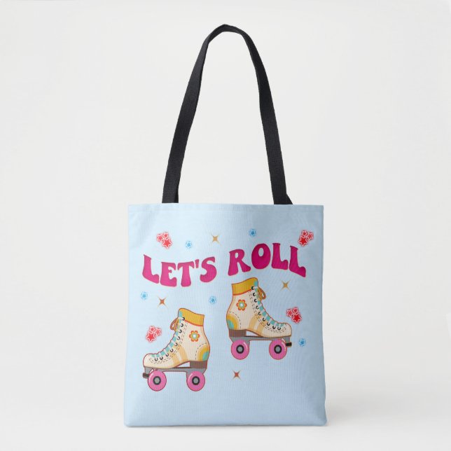 Tote Bag Roll Roller Skate Retro Amateurs de patinage (Devant)