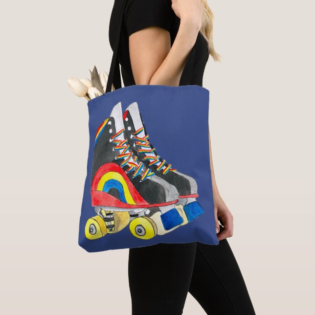 Tote Bag Rollerskates art des années quatre-vingts (De près)