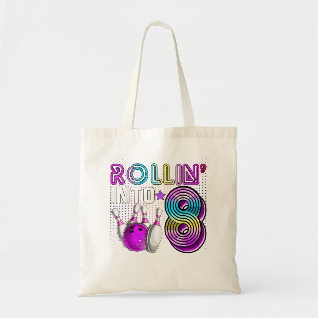 Tote Bag Rollin en 8 Bowling Anniversaire fête 8 Anniversai (Devant)