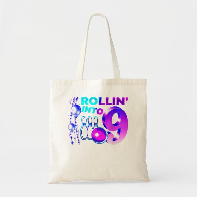 Tote Bag Rollin en 9 Bowling Anniversaire 9 Anniversaire (Devant)