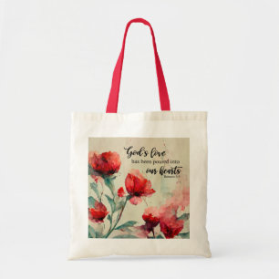Tote Bag Romains 5:5 La Bible Amoureuse de Dieu Verse Fleur