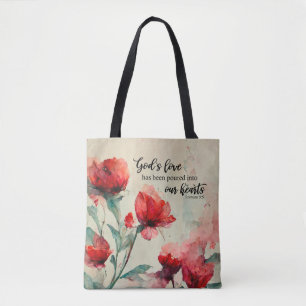 Tote Bag Romains 5:5 La Bible Amoureuse de Dieu Verse Fleur