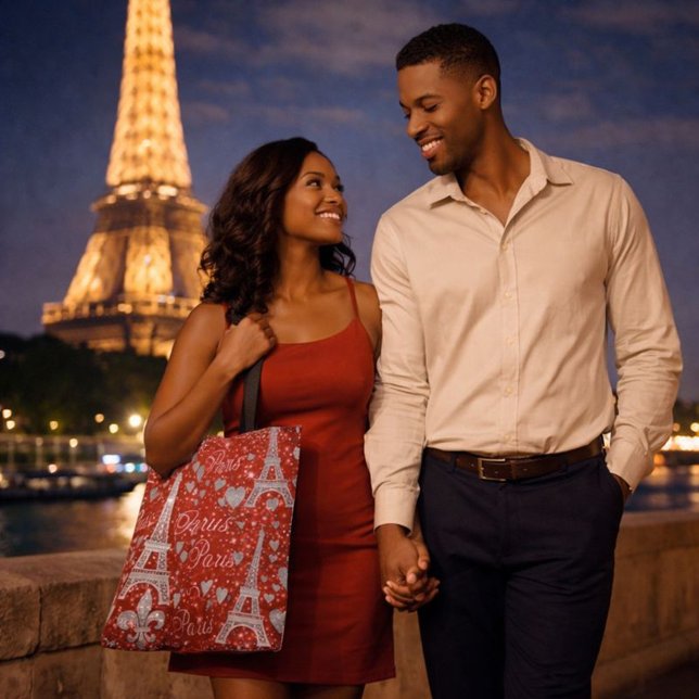 Tote Bag Romance de Paris Tour Eiffel & Cœurs (Créateur téléchargé)