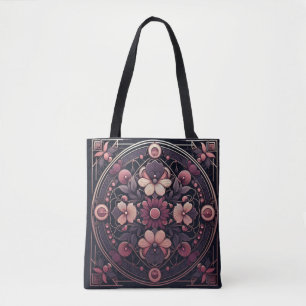 Tote Bag Romance foncée Bourgogne Art Déco Floral Été