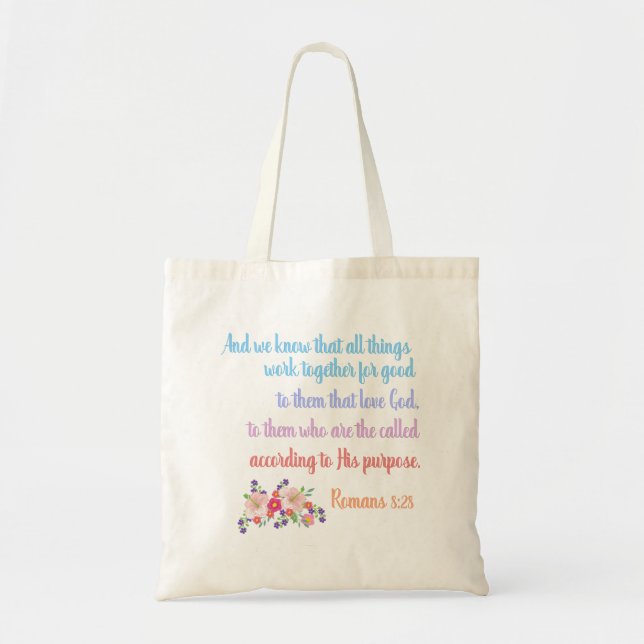 Tote Bag Romans 8 Bible Verse Design (Devant)