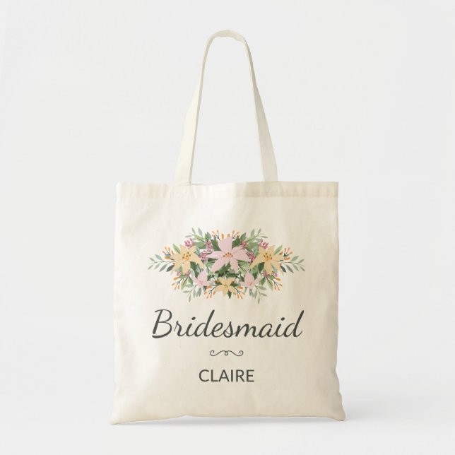 Tote Bag Romantic floral bouquet wedding bridesmaid (Devant)