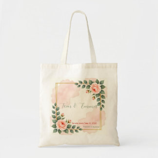 Tote Bag Romantic Floral Couple -Watercolor Wedding Gift