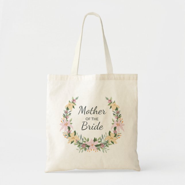 Tote Bag Romantic floral wreath monogram wedding favor (Devant)
