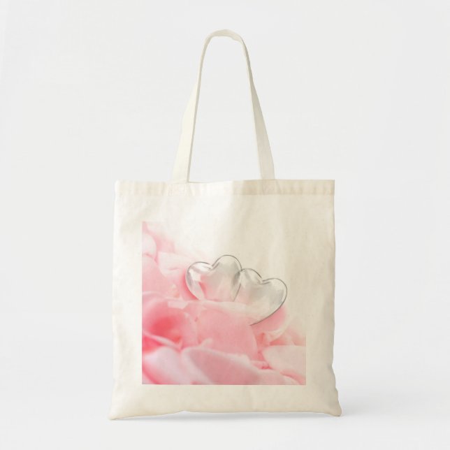 Tote Bag Romantic Glass Hearts Rose Petals (Devant)