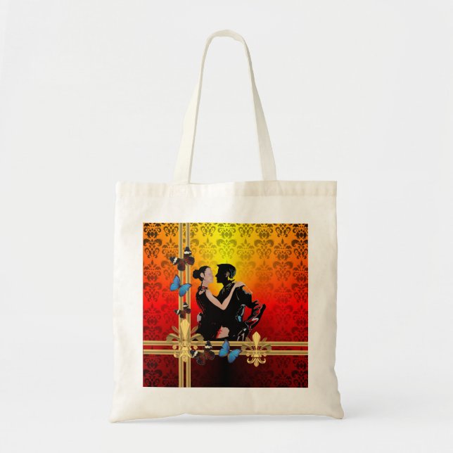 Tote Bag Romantic tango dancers on damask (Devant)