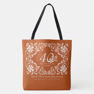Tote Bag Romantique Burnt Orange 40e anniversaire Mariage