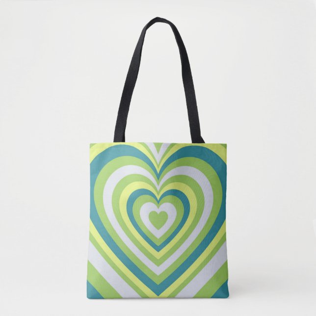 Tote Bag Romantique Coeur Vert Whimsical Saint-Valentin (Devant)
