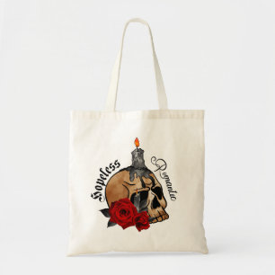Tote Bag Romantique sans espoir - Crâne gothique, Rose roug