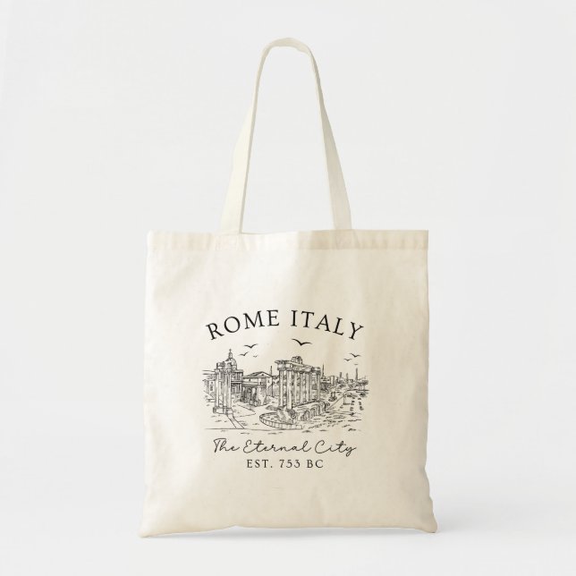Tote Bag Rome Italie Vintage - Ruines du Temple (Devant)