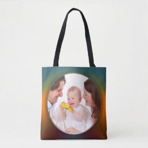 Tote Bag Rond dans la vue carrée a coloré 1 + votre photo