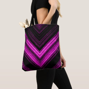 Tote Bag Rondelle noir magenta rose brillant métallique
