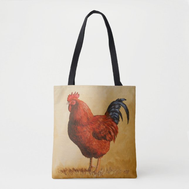 Tote Bag Rooster chicken de Rhode Island (Devant)
