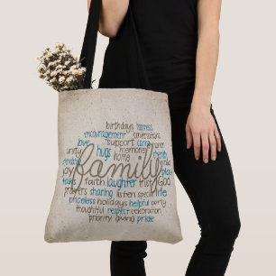 Tote Bag Rope Design Famille Mot Cloud